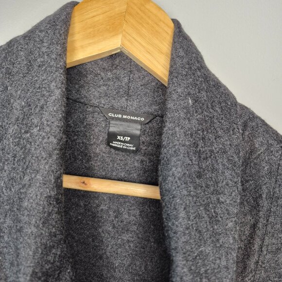 Club Monaco 100% Wool Grey Assymetric Zippered Wrap Sweater - Picture 2 of 14